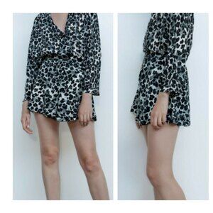 Zara Women's Leopard Jupe-Shorts Skirt Animal Print Flowy Hi-Waist Modern NWT S
